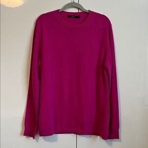 NWOT Wool Cashmere Elegant Fuchsia Pink Crew Neck Sweater Long, Size XXL